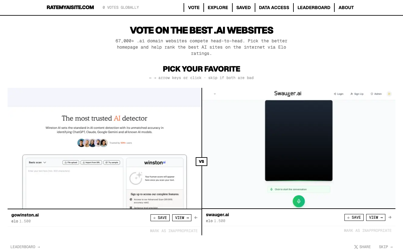 ratemyaisite.com screenshot